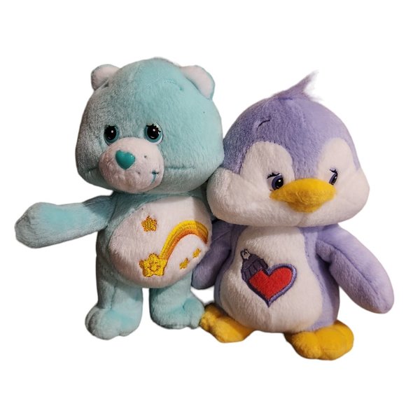 2003 Wish Bear Cozy Heart & Penguin Care Bear/Care Bear Cousins Duo Attached - Picture 1 of 3
